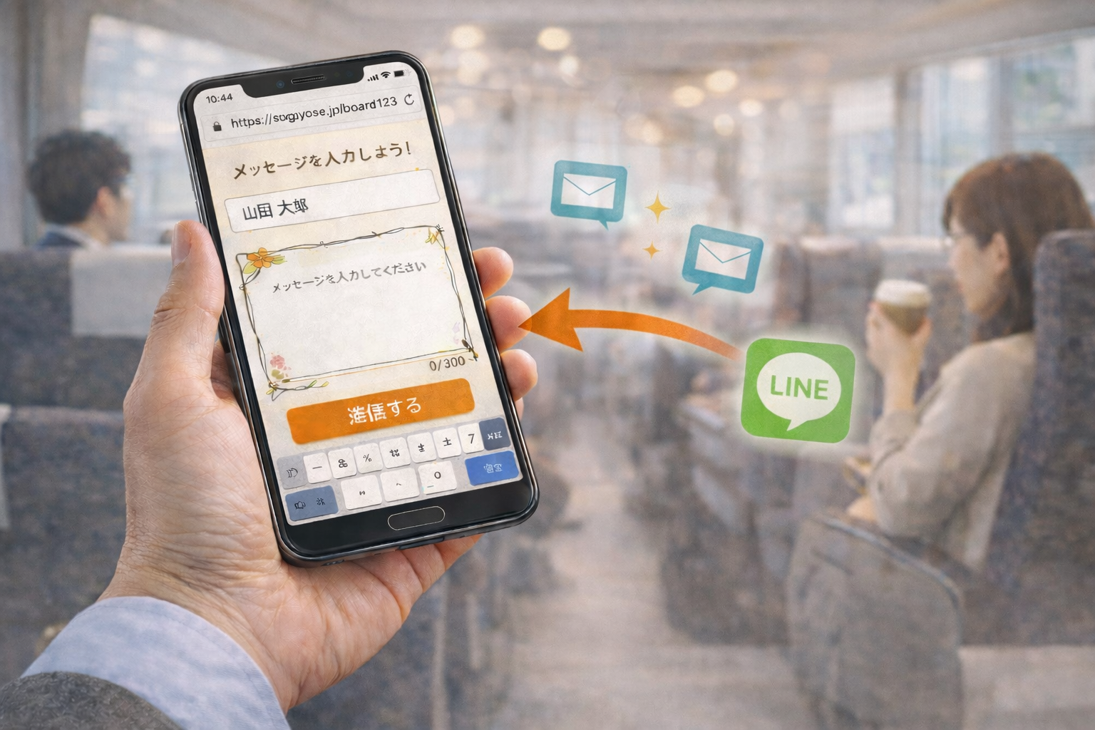 オンライン寄せ書きにスマホからすぐ参加できるイメージ